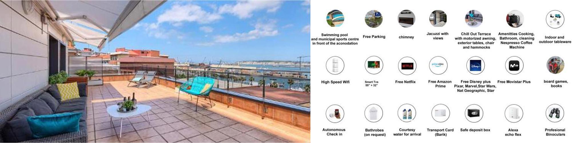 Atico Lujo Costa Vasca Bilbaoterraza Mar Jacuzi Lägenhet Santurtzi Exteriör bild